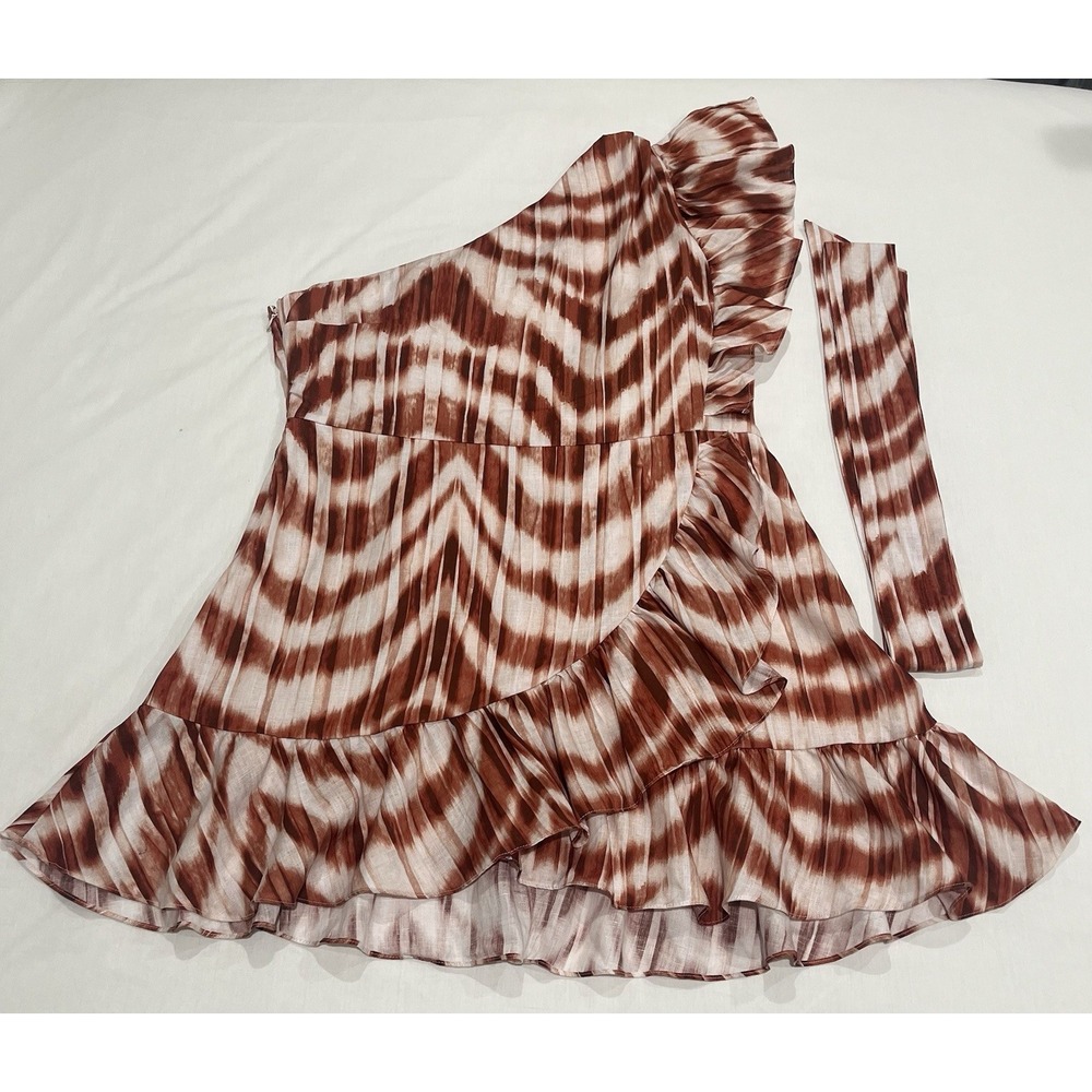 Banana Republic Women's Asymmetrical Dress Size 18 Ruffles Ivory Burned Orange